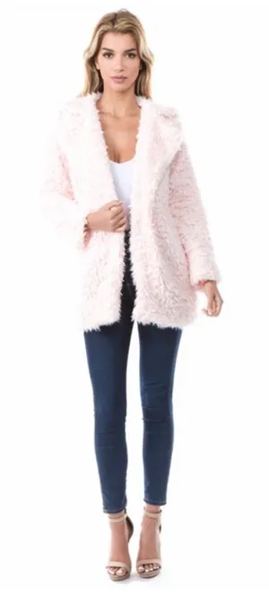 VA VA by Joy Han Faux Fur Teddy Coat Shaggy Jacket Women‎ Light Pink Size S $130 thumbnail 1