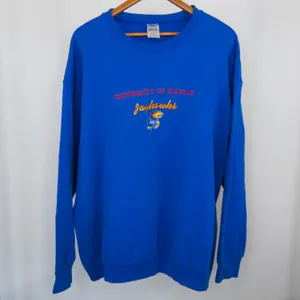 Fruit of the Loom Vintage 90s Embroidered University of Kansas Jayhawks Sweatshirt thumbnail 3