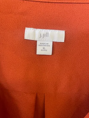 J Jill Top Womens Rust Orange Button Up Long Sleeve Classic XLP thumbnail 4