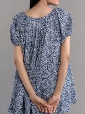Anthropologie Maeve Mini Swing Dress‎ Blue White Ditsy Floral NWT Small thumbnail 10