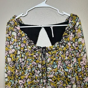 Free People Mabel Balloon Sleeve Floral Boho Blouse Women’s Size Medium thumbnail 5