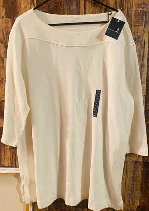 NWT Lands End women's long sleeve pullover off white size XL thumbnail 1