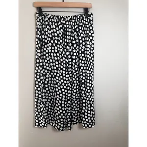 Banana Republic Womens XS Polka Dot Midi Skirt‎ Black White Retro thumbnail 4