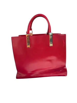 Antonio Melani Red Structured Faux Leather‎ Tote Handbag Top Handle Shoulder Bag thumbnail 5