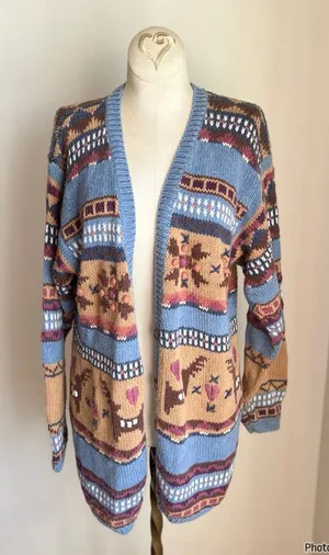 Jantzen Hand Embroidered Western Colorful Knit Cardigan thumbnail 1