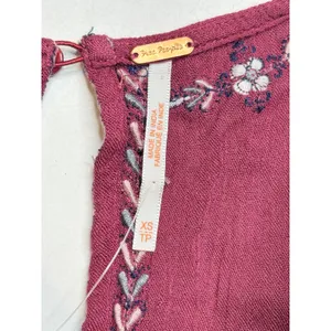 Free People Sleepless Summer Mini Dress XS Berry Burgundy‎ Embroidered Boho NWT thumbnail 6