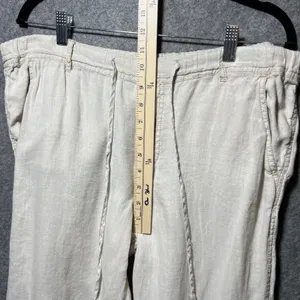 Caslon 100% Linen Pants Women M Beige Waist Drawstring Cropped Casual‎ thumbnail 6