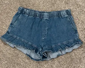 American Eagle Outfitters Women's Ruffle Denim Shorts thumbnail 1