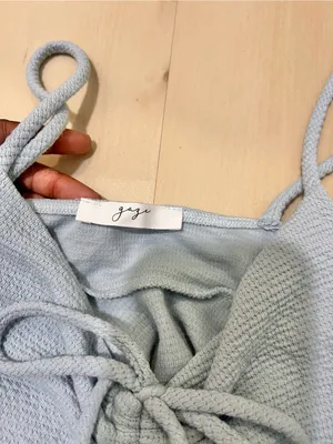 Powder Blue Women Medium Fairy Y2K Coquette Whimsical Babydoll Textured Cami Top thumbnail 5