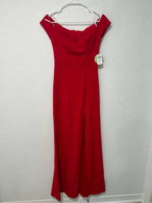 NWT WINDSOR Elegant Red Off-Shoulder Evening Gown Size 5/6 thumbnail 4