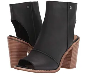 UGG Black Peep-Toe Heeled Boots thumbnail 1