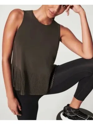 SPANX Yes, Pleats! Tank Top Pleated Hem Sleeveless Tank - Dark Gray Size Medium‎ thumbnail 6