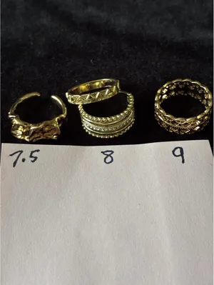 Gold tone Ring Set 4 Piece Bundle Textured Stackable Cutout Adjustable Statement thumbnail 7