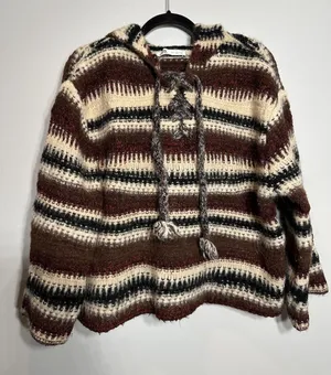 ZARA Sweater Chunky Navajo Nordic Southwestern Crop Hood Alpaca Wool Size Small thumbnail 1