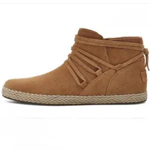 UGG Women's Rianne Chestnut Suede Braided Ankle Boots Short Booties Size 9.5 thumbnail 2