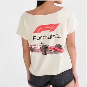 Aeropostale Formula 1 Graphic Tee Off Shoulder Car Size S White Red Black thumbnail 4