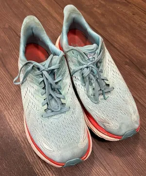 Hoka One One light blue & pink athletic running 11 sneakers thumbnail 1