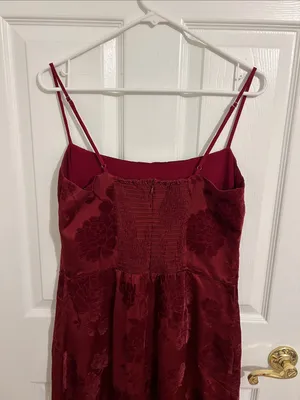 Reformation Frankie Scarlet Slip Maxi Dress Floral Velvet Burnout New Size 10 thumbnail 9