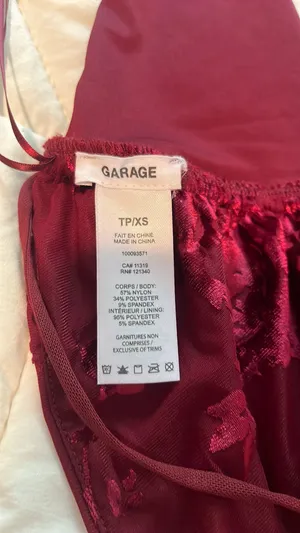 Garage Burgundy Velvet Roses Open Back Summer Top thumbnail 5
