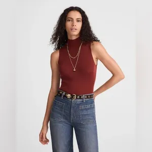 Madewell Ribbed Mock-neck‎ Sweater Tank in Wine Size Small thumbnail 2