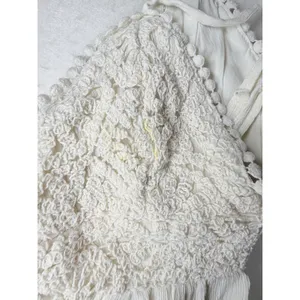 Almost Famous White Crochet Lace Boho Cami Top Sharkbite Hem Smocked Back Large thumbnail 4