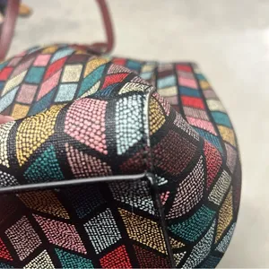Fossil Women's Rachel Large Tote Bag Multicolor Chevron Zipper Top thumbnail 8