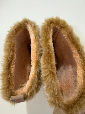 TOMS Nepal Tan Suede Faux Fur Moccasin Mid-Calf Boots thumbnail 4