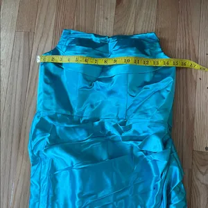 Formal Gown Womens 6 Blue Satin Strapless Slit Dress Evening Bridesmaid Wedding thumbnail 8