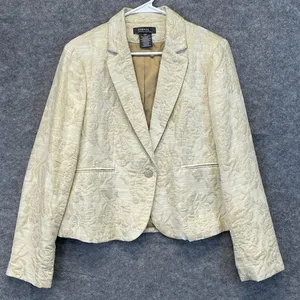 GEORGE Me‎ Designs By Mark Eisen Blazer Women's Size 12 Cream Floral Metallic thumbnail 2