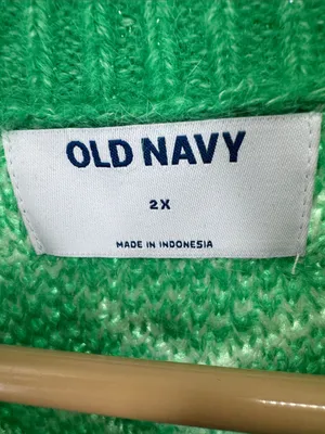 Old Navy Green and White Snowflake wool blend mockneck Sweater 2X winter holiday thumbnail 5