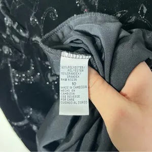 NEW Vintage Dressbarn Beaded Floral Velvet Qipao Cheongsam Maxi Dress Deadstock thumbnail 8