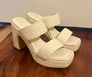 Boutique BEACH White Platform Sandals with Heel thumbnail 1