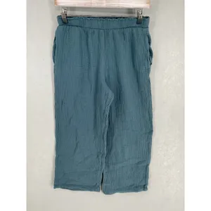Jessica Simpson Womens Pants Teal Blue Cotton Gauze Wide Leg Small thumbnail 2