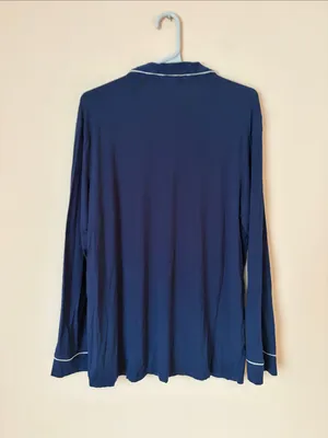 Eberjey Gisele navy blue jersey piped pajama top thumbnail 4