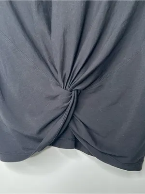Lululemon Black Crescent Twist Front Pima Cotton T-Shirt Size 4 thumbnail 4