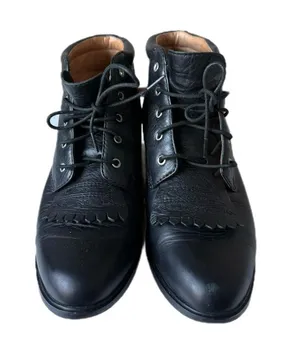 Ariat Women’s Competitor Western Lace Up Roper Black Leather Boots with Kiley thumbnail 1