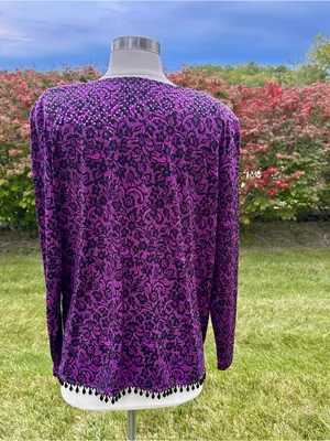 MSK Open Front Vintage Cardigan Evening Jacket Purple Size undefined thumbnail 5