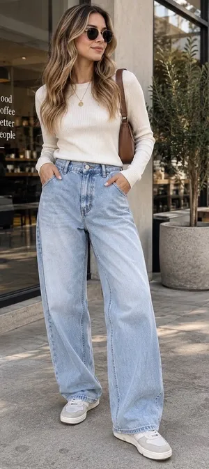 UNIQLO U Jeans XL Light Wash Wide Leg Baggy Relaxed Japanese Denim thumbnail 1