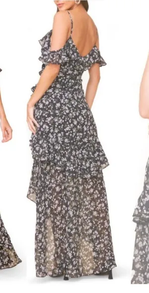 ASTR‎ The Label Floral Print High/Low Tiered Ruffle Maxi Dress Size Small thumbnail 1