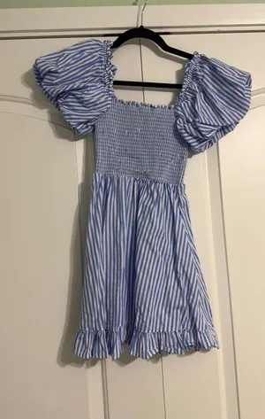 Olivaceous Blue And White Striped Dress thumbnail 1