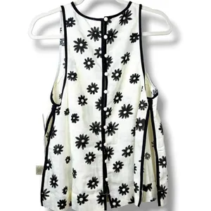 NEW Free People Groovy Daisy Black Floral Cotton Linen 2 Piece Casual Set Size 0 thumbnail 5