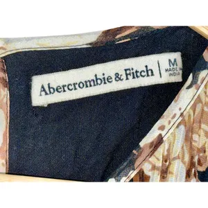 Abercrombie & Fitch Black Brown Cream Floral Pleated Sleeveless Dress Size M thumbnail 5