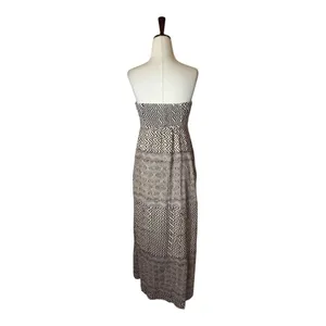Anthropologie Edme & Esyllte Dress‎ Women 0 Ivory Brown Strapless Hypnotic Maxi thumbnail 3