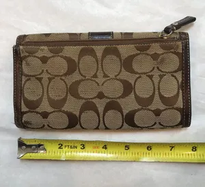 Coach Tan Brown C Jacquard Design Wristlet thumbnail 5