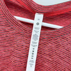 Lululemon Swiftly Tech Long Sleeve Shirt 2.0 Race Length Red Black Stripe 10 thumbnail 4