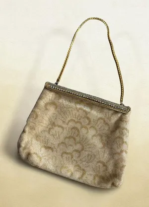 WALBORG Vintage Gold Rhinestone Cocktail Clutch Bag thumbnail 1