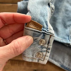 Ganni Peter Pan Collared Ruffle Denim Shirt Indigo Blue 34/XS thumbnail 8
