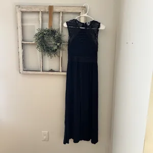 H&M Navy Blue Eyelet Maxi Dress Viscose‎ Size Small thumbnail 2