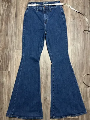 Arizona Jean Company Navy Blue Wide-Leg Flare Jeans thumbnail 4