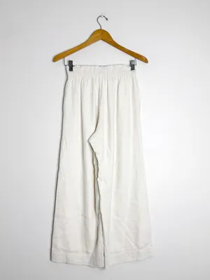 Abercrombie & Fitch White Linen Blend Pull On Wide Leg Pants Size Small thumbnail 5